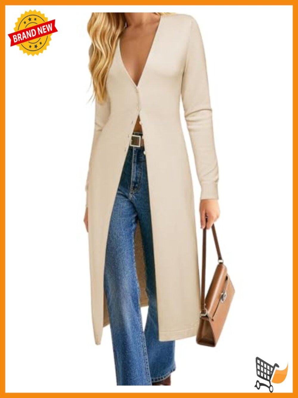 GRACE KARIN Womens Long Cardigan Lightweight Knit Duster Button Up